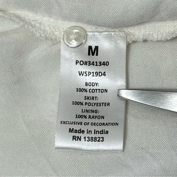 Shyanne Country Cowgirl Tiered Macrame Fringe Sheer Swiss Dot Cream Dress Size M - Picture 7 of 12